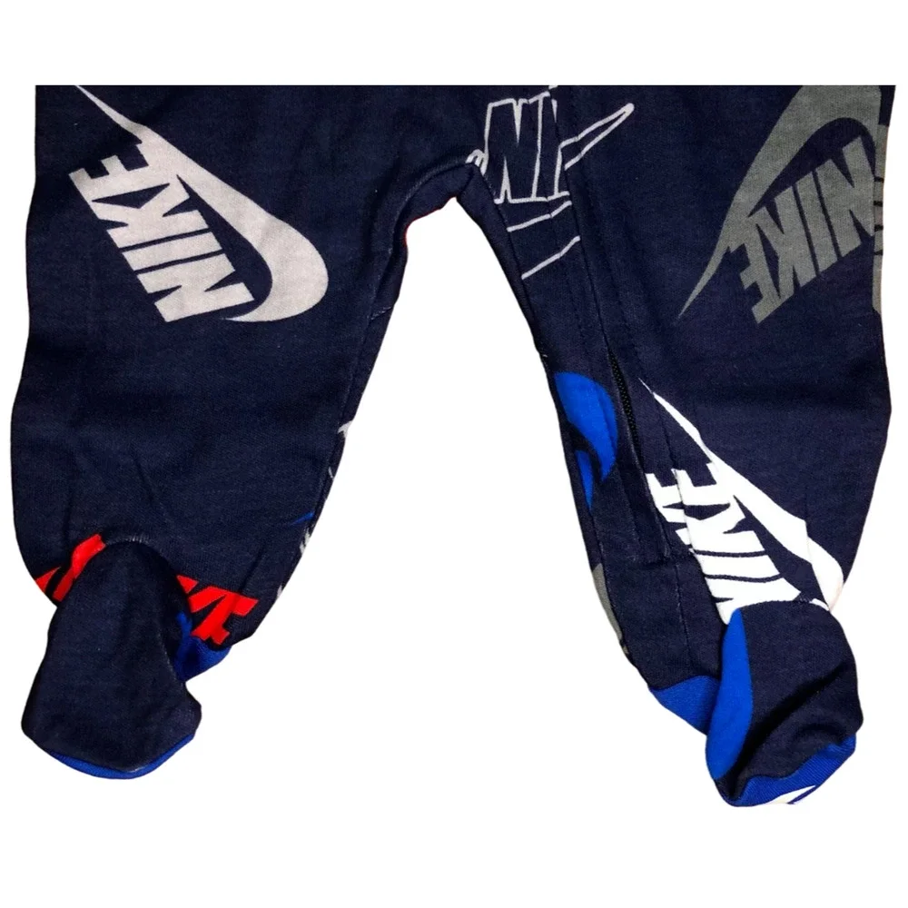Nike Footed Pajamas Convertible Hand Mits Baby Zip Sleepwear Size 3 Months New